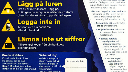 informationslapp om hur du hanterar bedrägerier