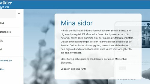 skärmdump på mina sidor