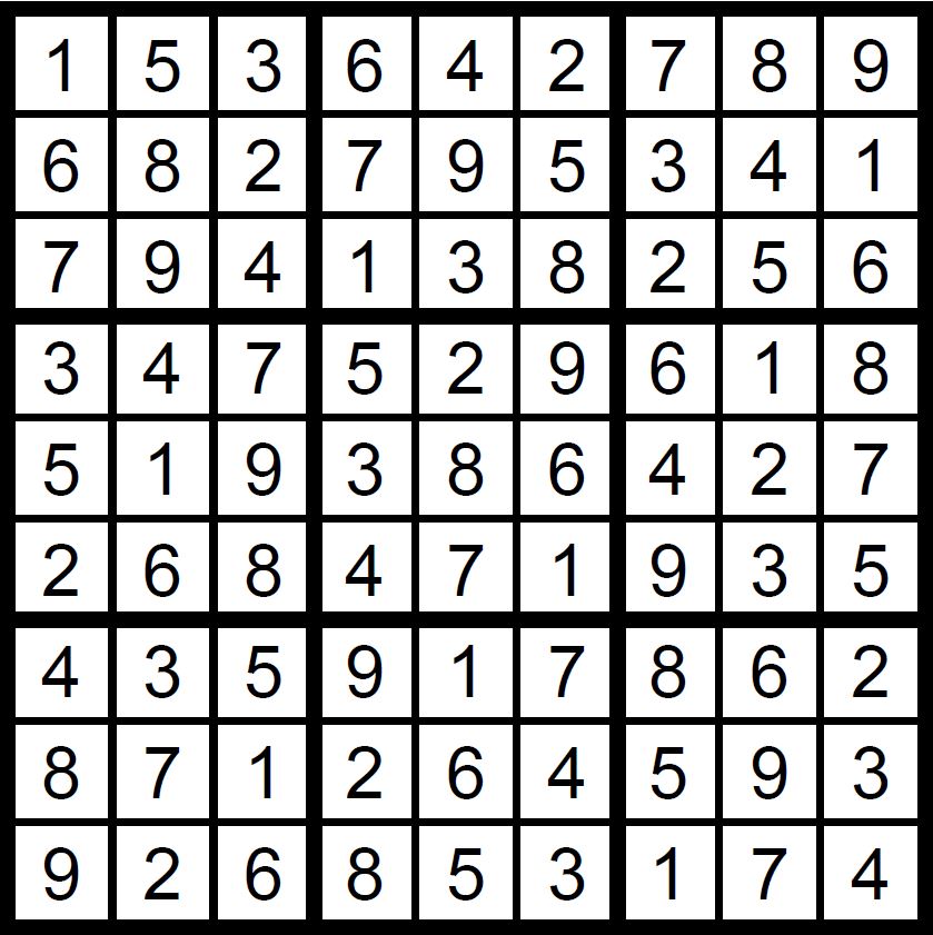 Facit till medelsvåra sudoku