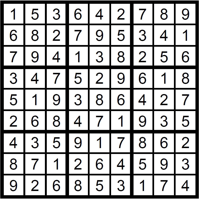 Facit till medelsvåra sudokun nr 3 2024