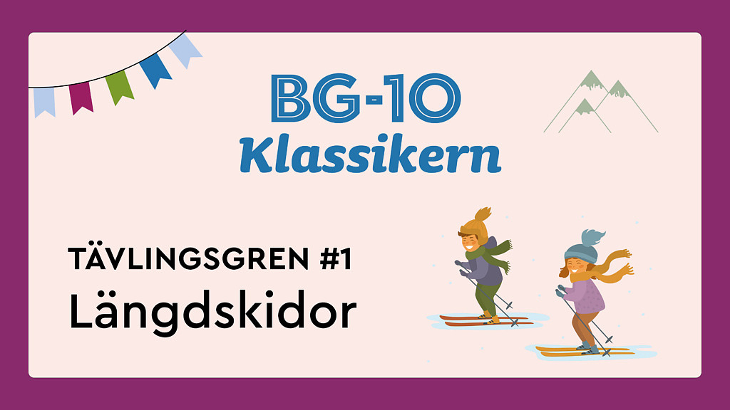 BG-10 klassikern logo och illustrerade skidåkare